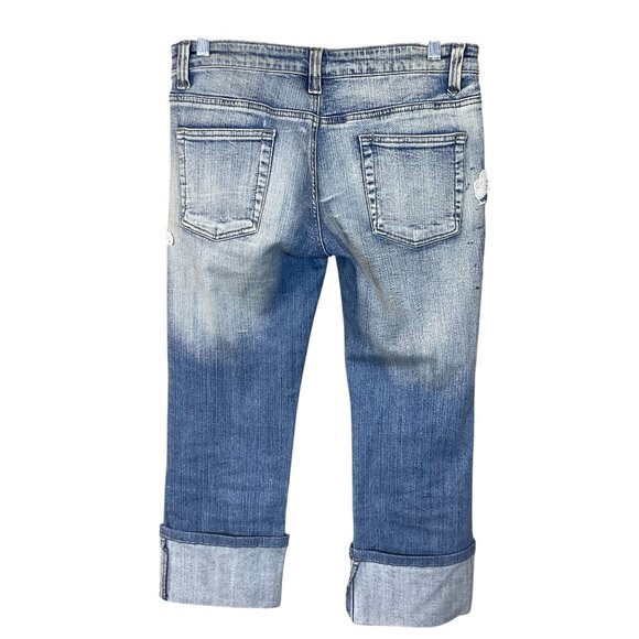 Rosa & Rose Embellished Lace Beading Cuffed Crop Jeans VTG Y2K Med - Picture 4 of 9